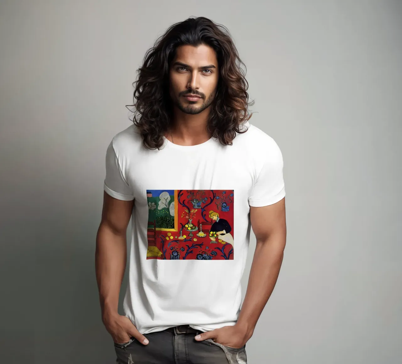 vue intérieure d'une table luxueuse décorée de fruits t-shirt de sazkia art