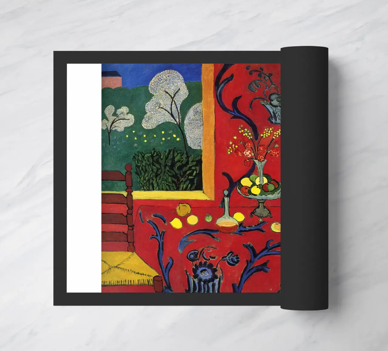 vue intérieure d'une table luxueuse décorée de fruits paillasson de sazkia art