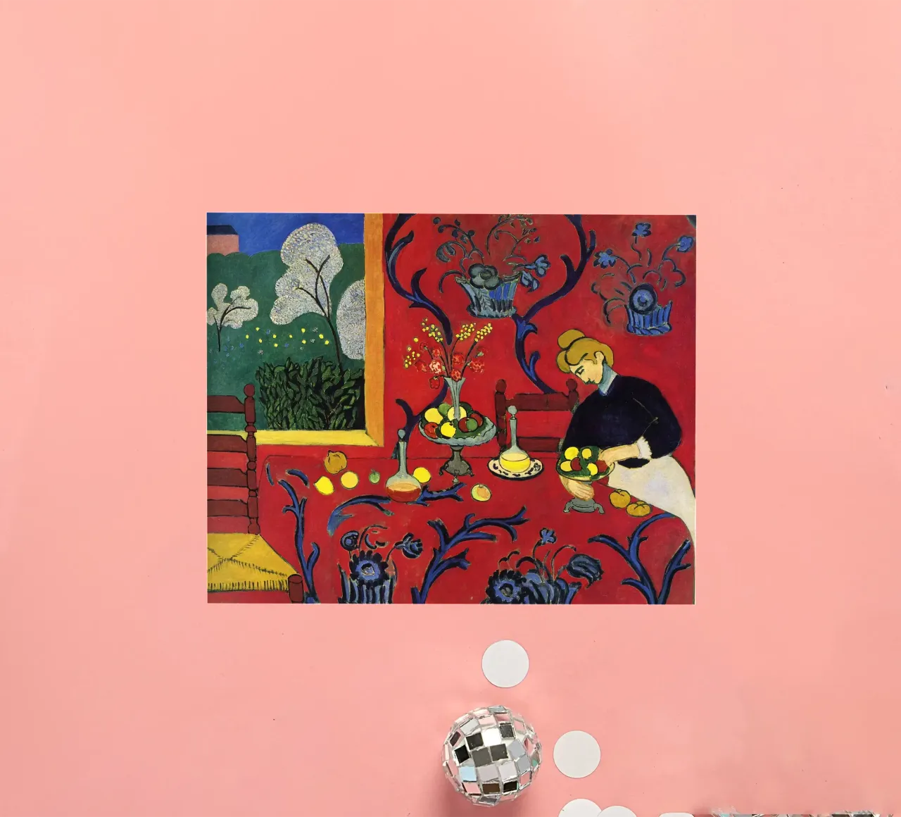 vue intérieure d'une table luxueuse décorée de fruits autocollant de sazkia art