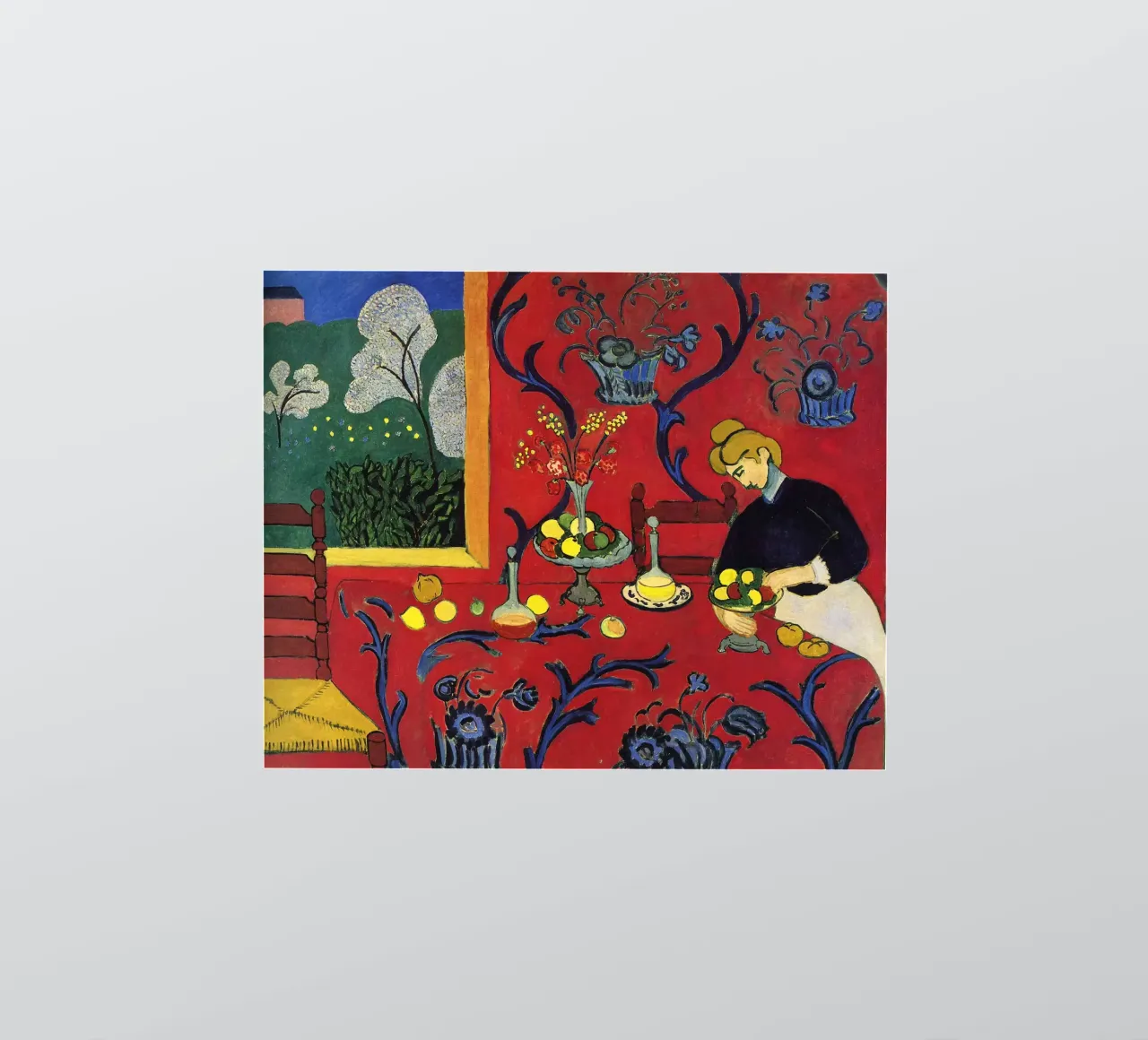 vue intérieure d'une table luxueuse décorée de fruits autocollant de sazkia art