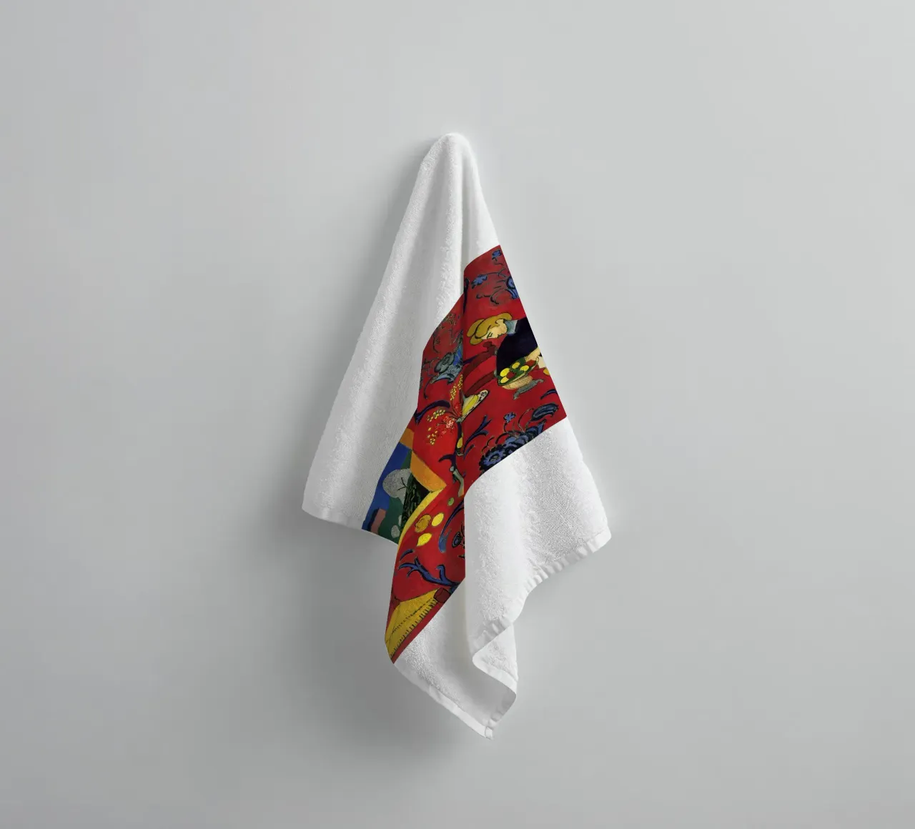 vue intérieure d'une table luxueuse décorée de fruits serviette de bain de sazkia art