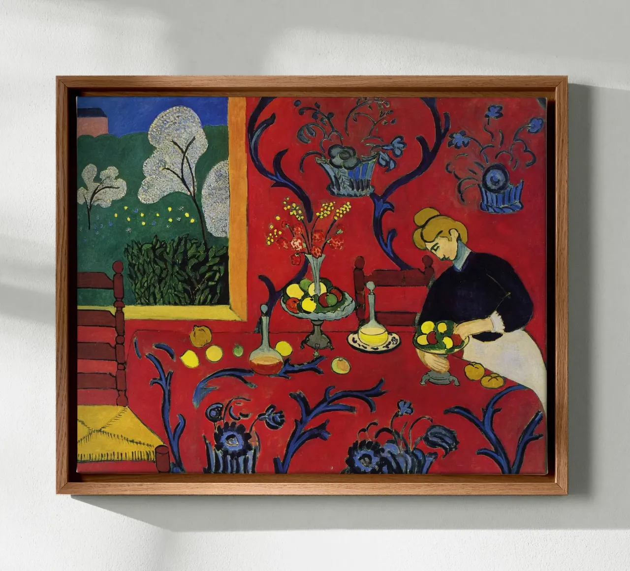 vue intérieure d'une table luxueuse décorée de fruits toile avec Caisse américaine de sazkia art