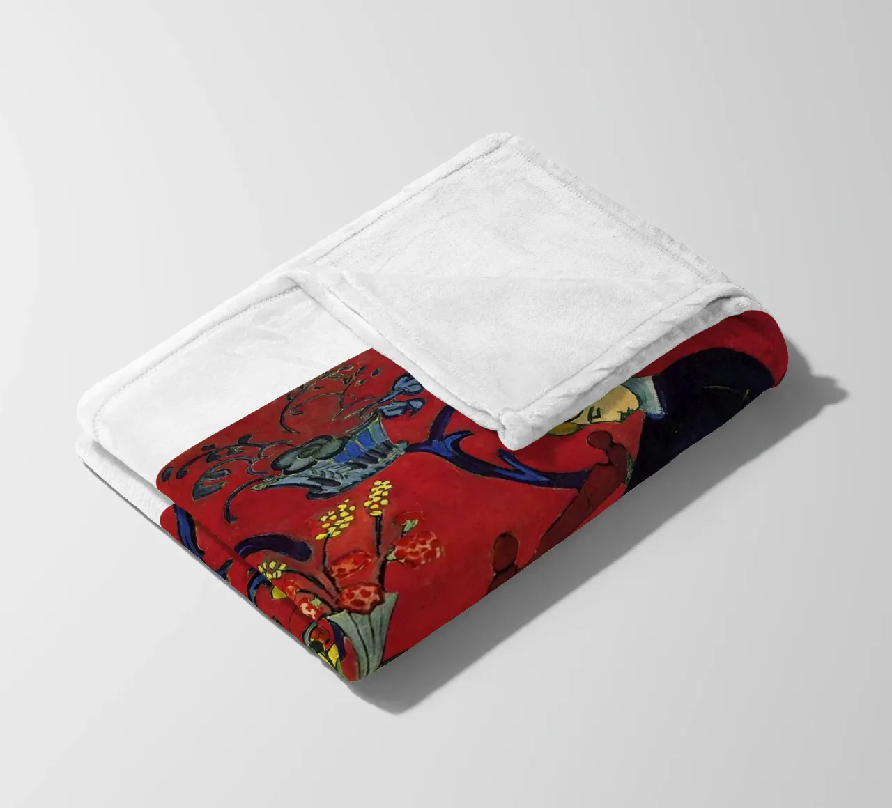 vue intérieure d'une table luxueuse décorée de fruits plaid polaire de sazkia art
