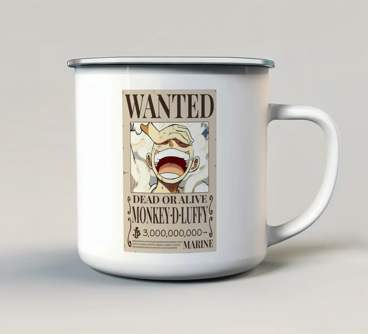 Poster Luffy Gear 5 Wanted tazza in smalto da harris shop