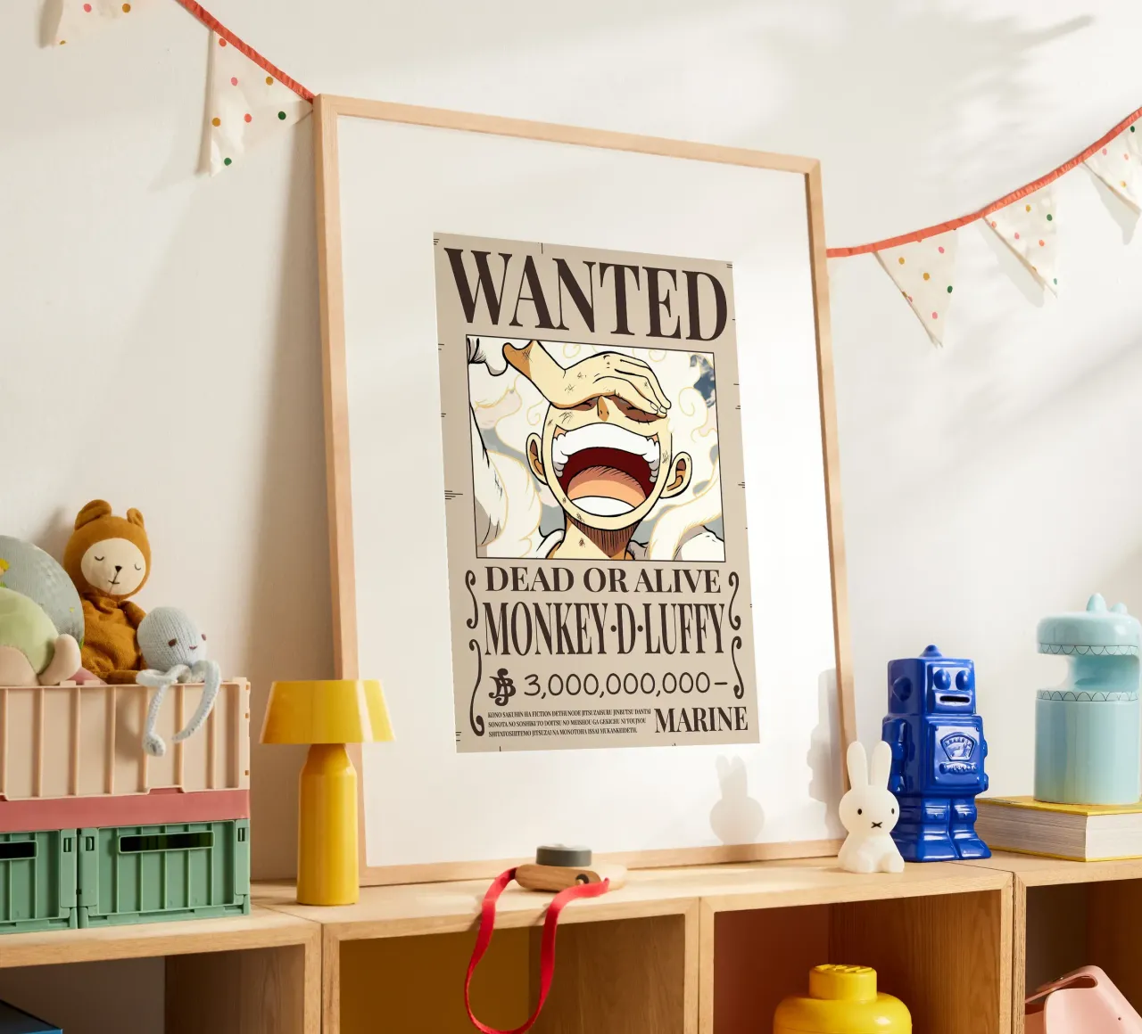 Poster Luffy Gear 5 Wanted poster con telaio in plastica da harris shop
