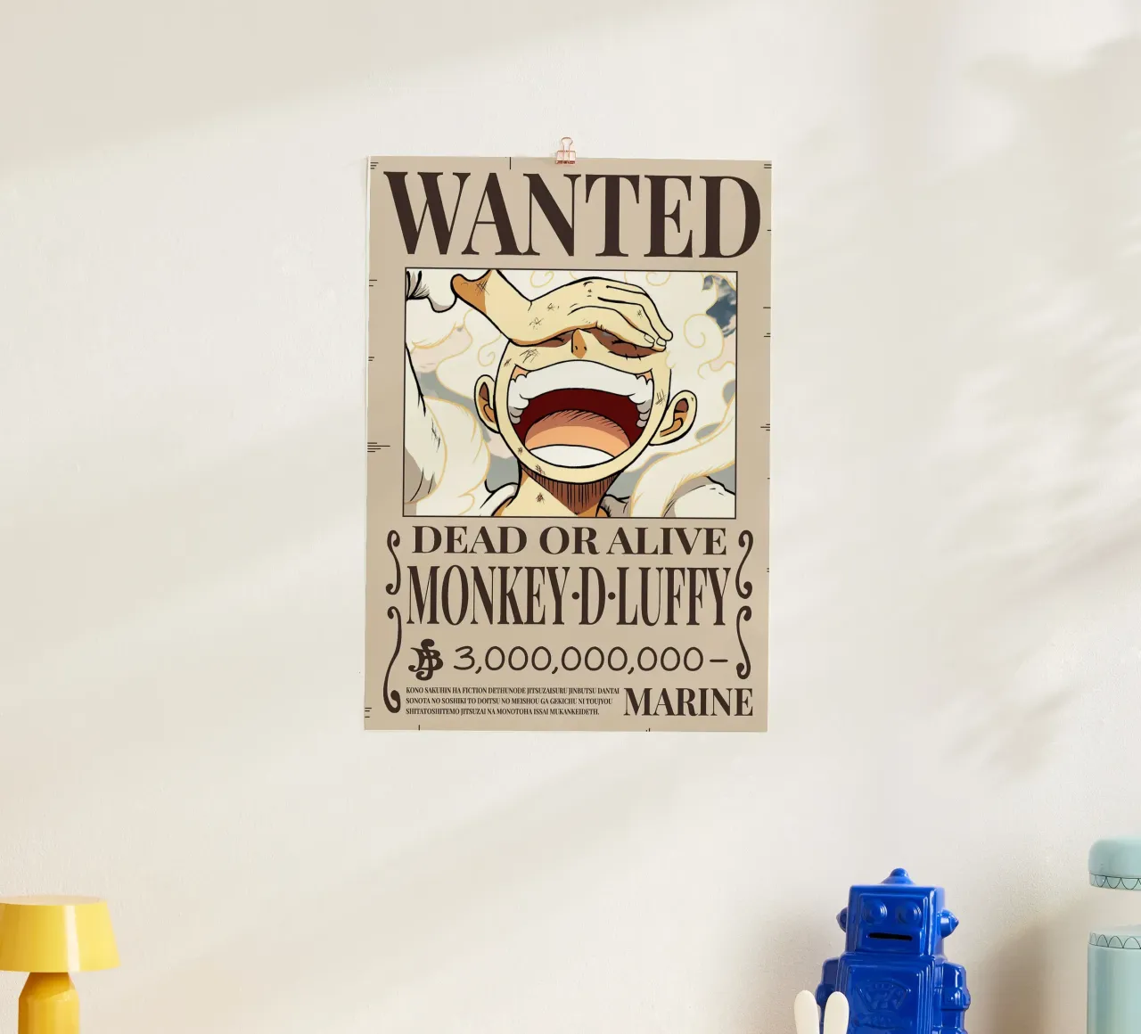 Poster Luffy Gear 5 Wanted poster con telaio in plastica da harris shop