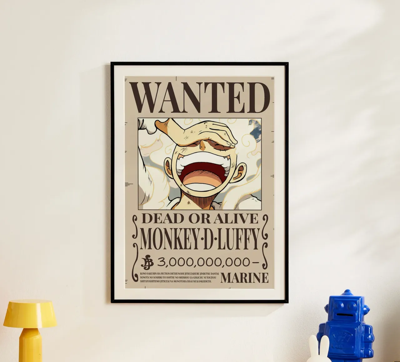Poster Luffy Gear 5 Wanted poster con telaio in plastica da harris shop