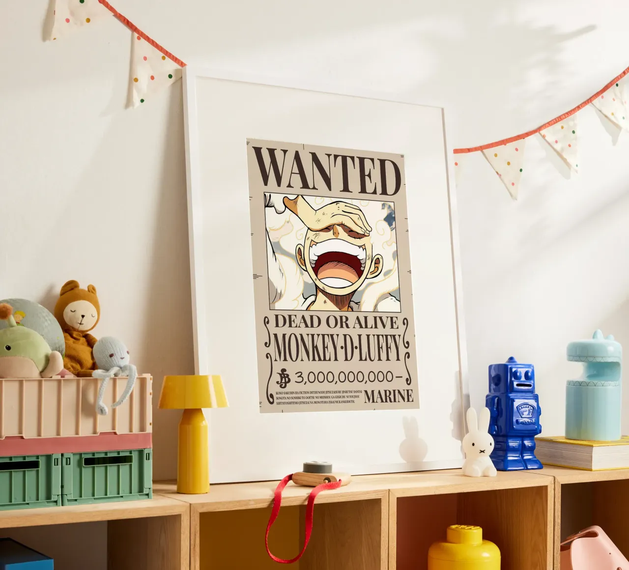 Poster Luffy Gear 5 Wanted poster con telaio in plastica da harris shop