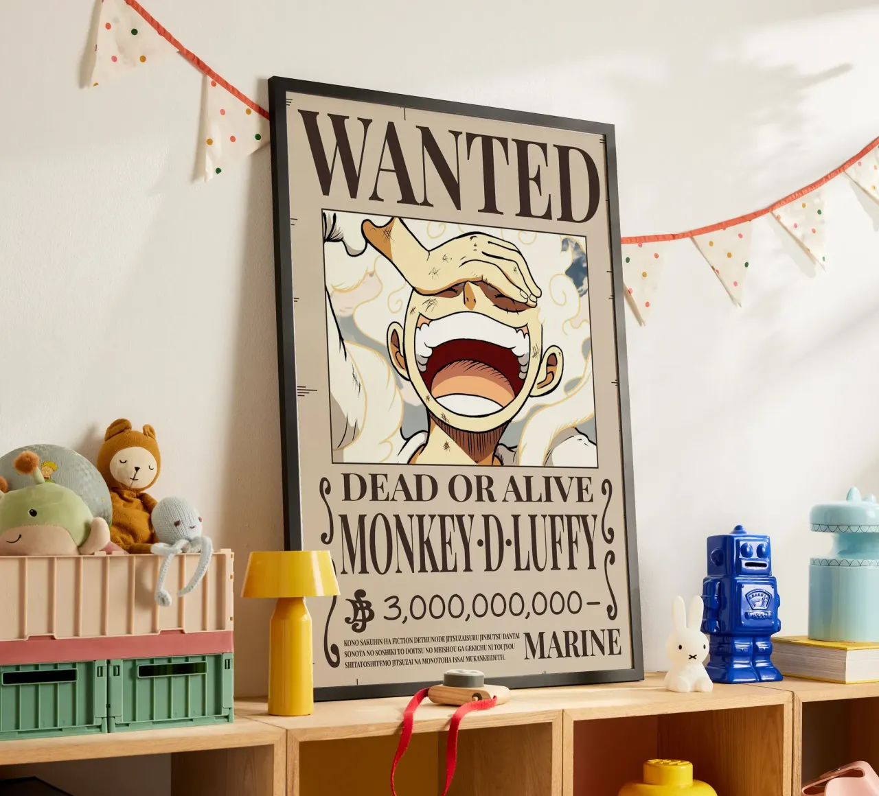 Poster Luffy Gear 5 Wanted poster con telaio in plastica da harris shop