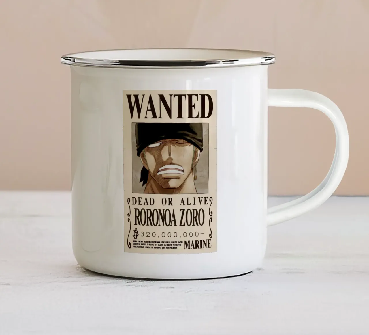 Poster Zoro Wanted tazza in smalto da harris shop