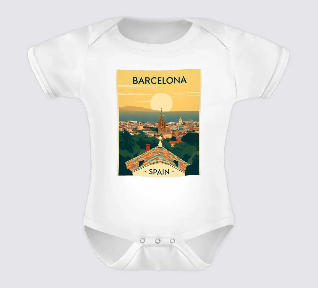 Barcellona - Viaggio d'epoca body neonato maniche corte da HicksShop