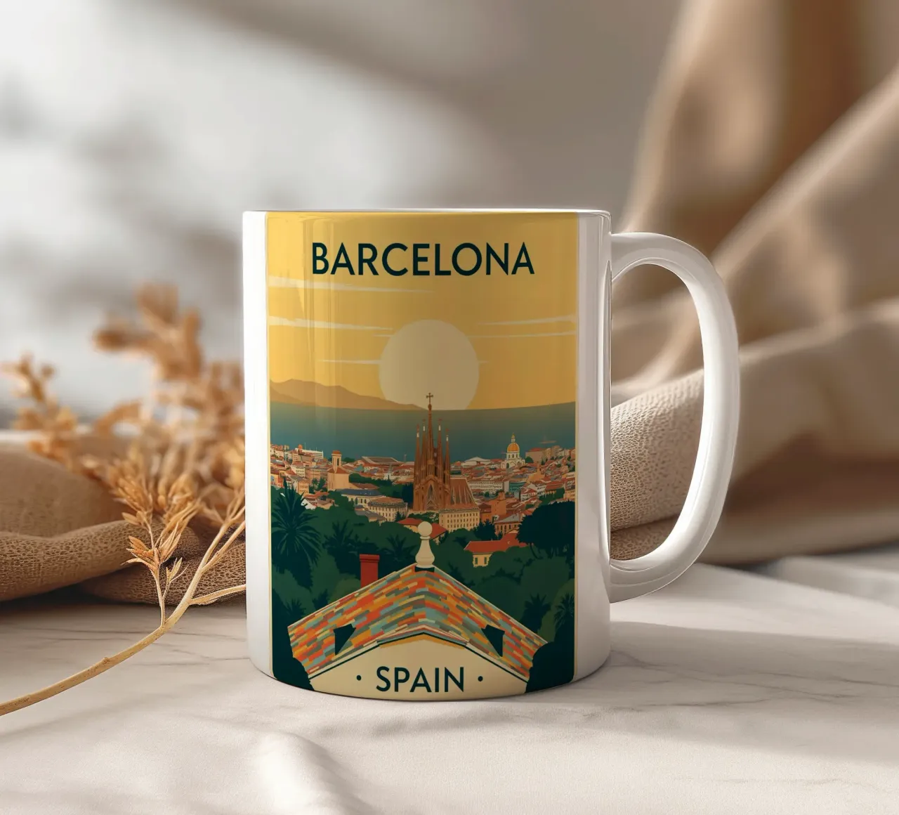 Barcellona - Viaggio d'epoca tazza in ceramica da HicksShop