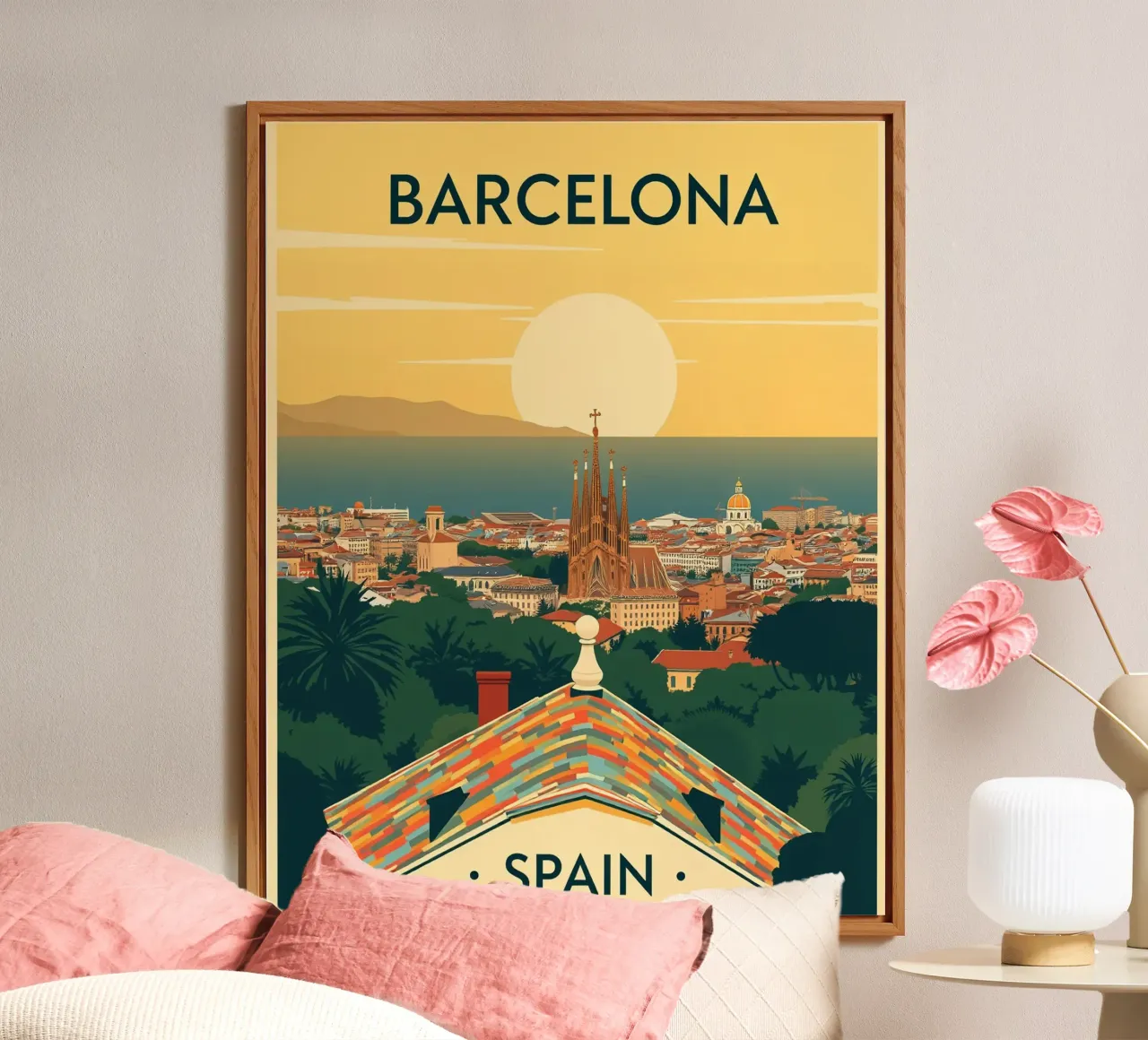 Barcellona - Viaggio d'epoca alluminio dibond da HicksShop