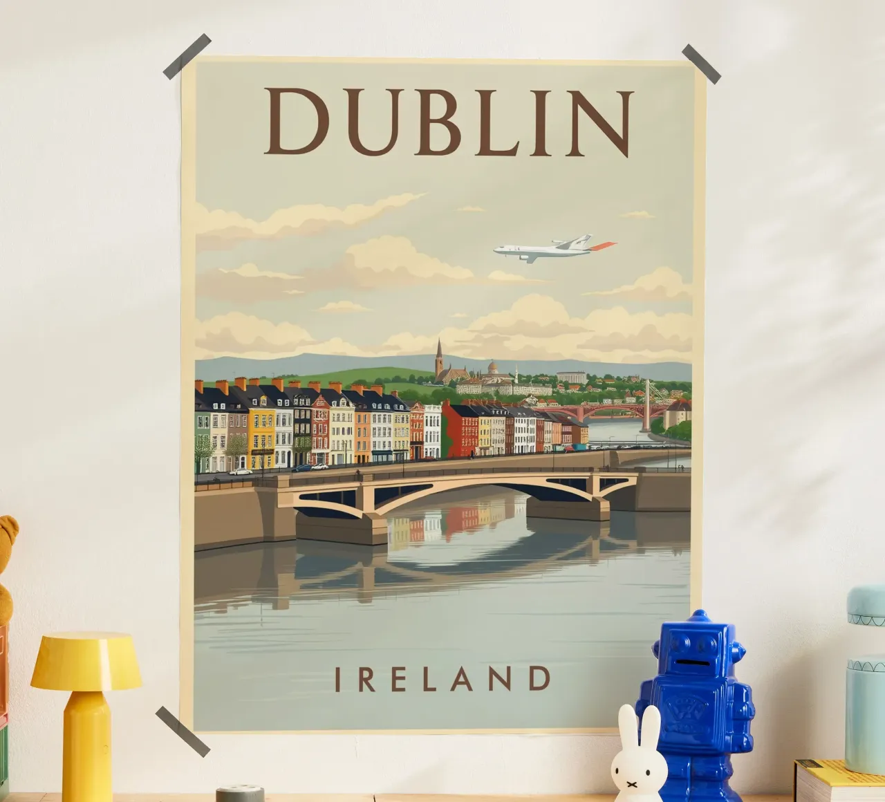 Dublino Viaggio d'epoca poster con telaio in legno da HicksShop