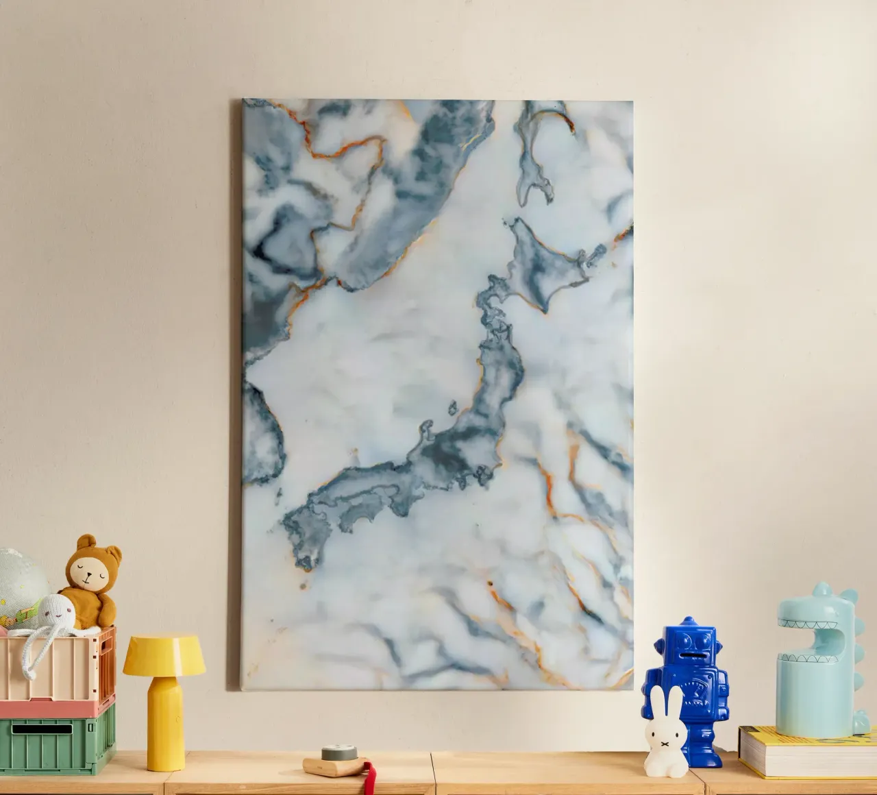 Japan Marble Map Leinwand von Octavian
