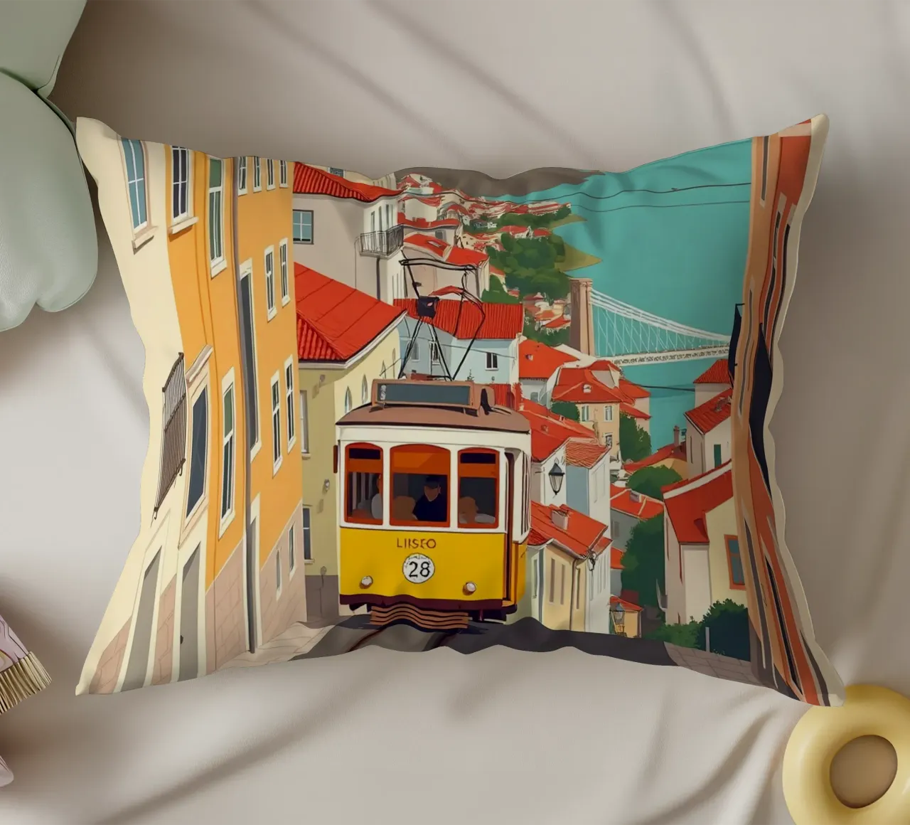 Lisbona Viaggio d'epoca cuscino da HicksShop