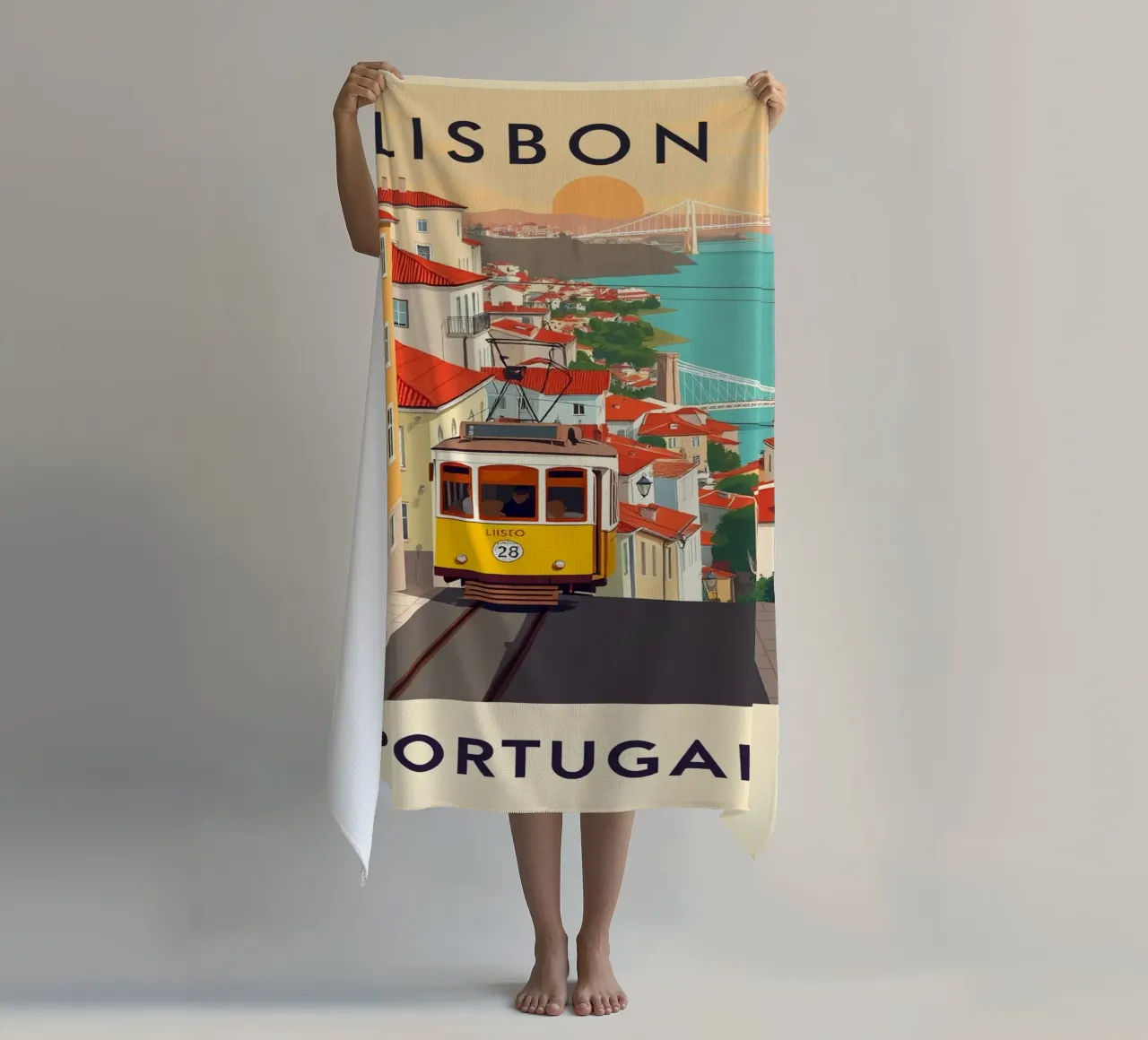 Lisbona Viaggio d'epoca telo mare da HicksShop