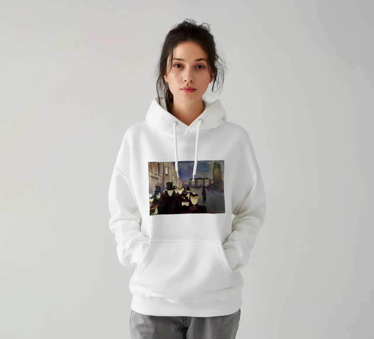 Sera in via Karl Johan di Edvard Munch felpa con cappuccio da kaitlinparkershop