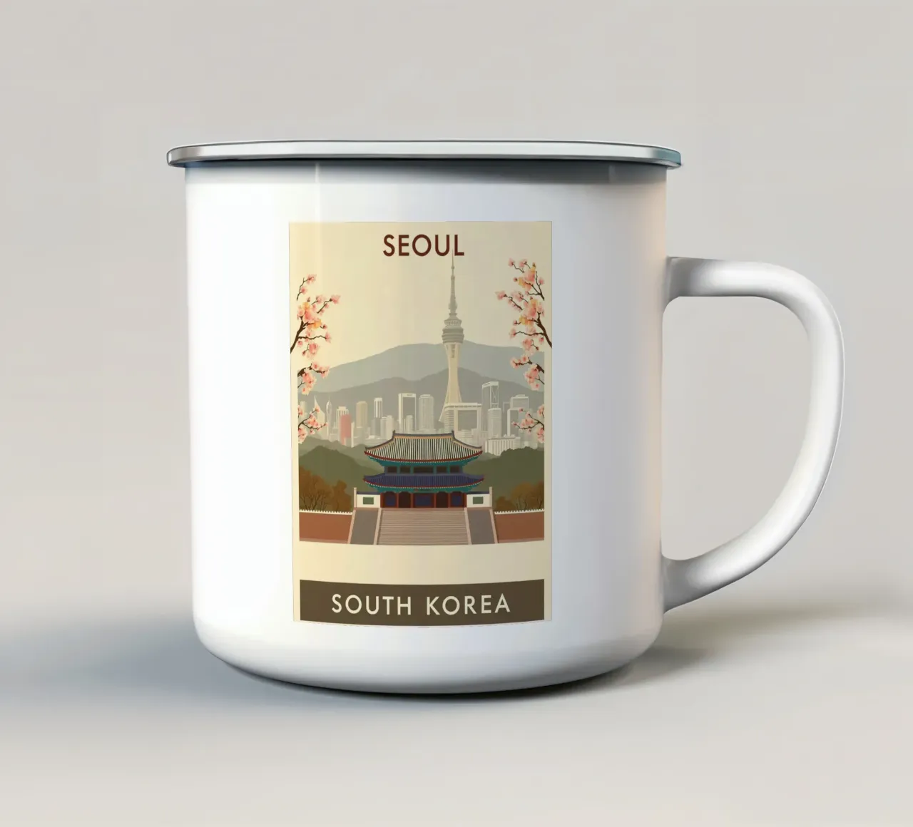 Viaggio vintage a Seul tazza in smalto da HicksShop