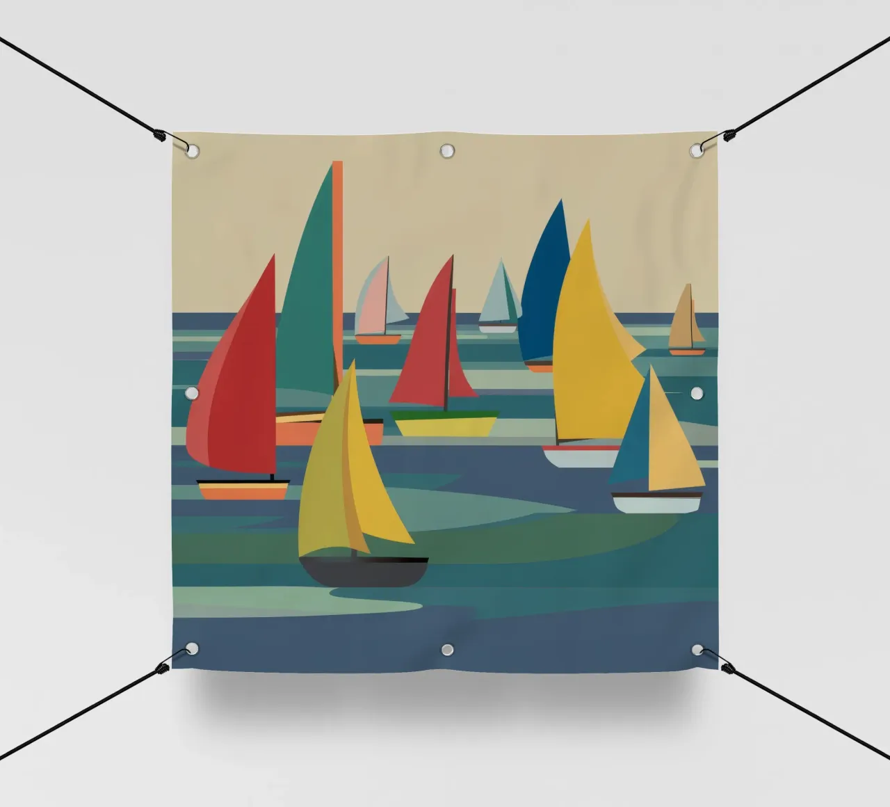 Regata di barche a vela colorate telo in pvc da FadeAura