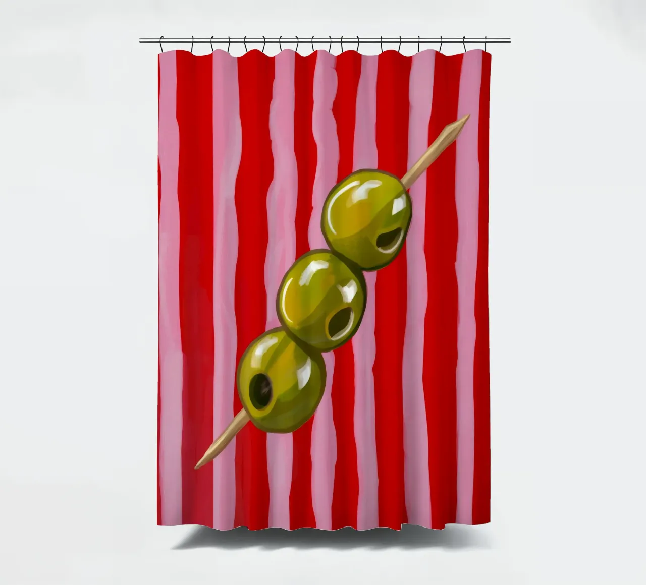 Olive Spieß Streifen Duschvorhang von Stone Decade