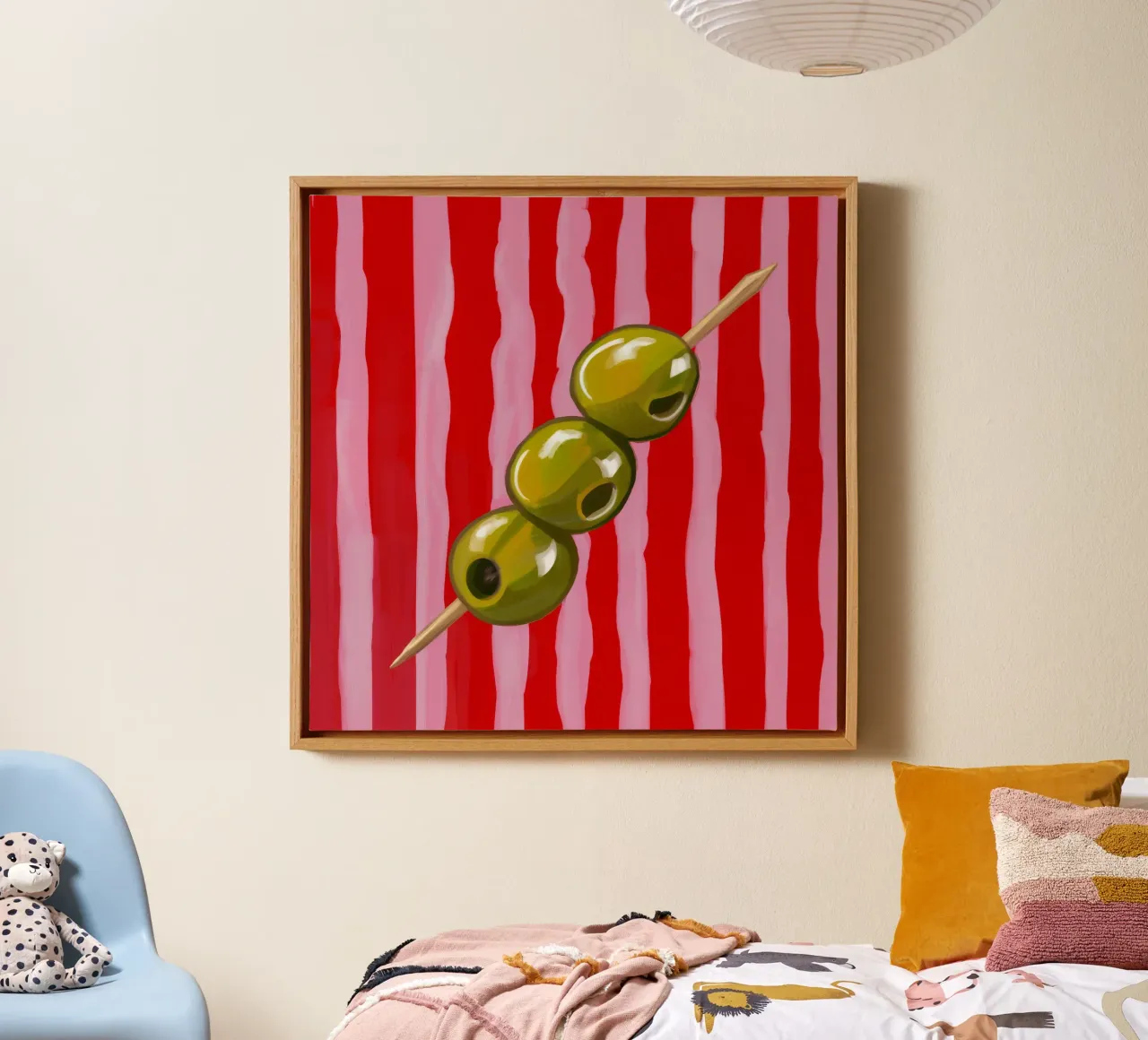 Olijf Spies Streep canvas met Baklijst van Stone Decade