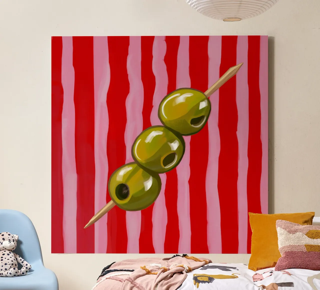 Olijf Spies Streep canvas met Baklijst van Stone Decade
