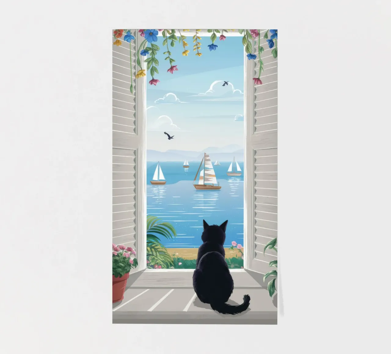 Window Cat Harbor View sticker sheet by FadeAura