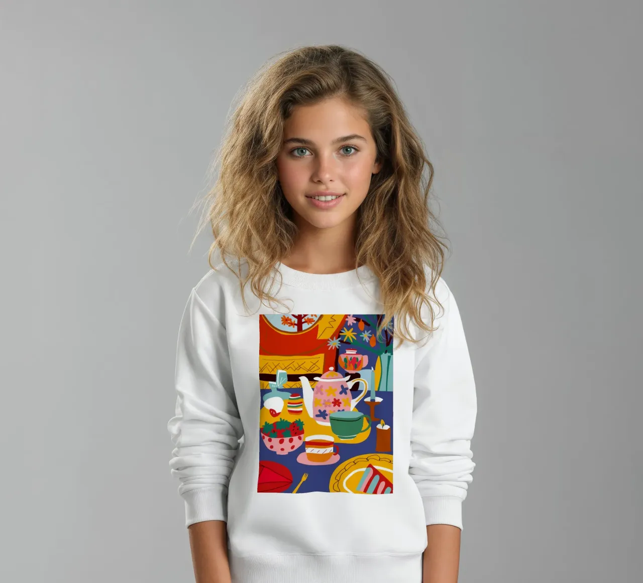 Maximalist Table Chaos kids sweatshirt by Stone Decade