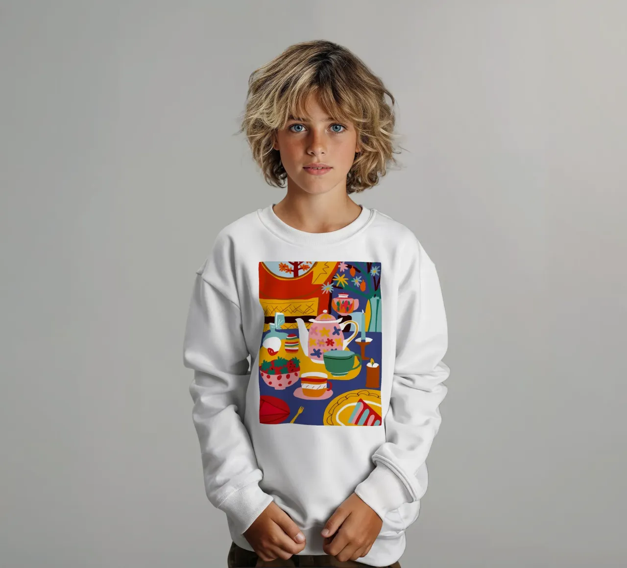 Maximalist Table Chaos kids sweatshirt by Stone Decade