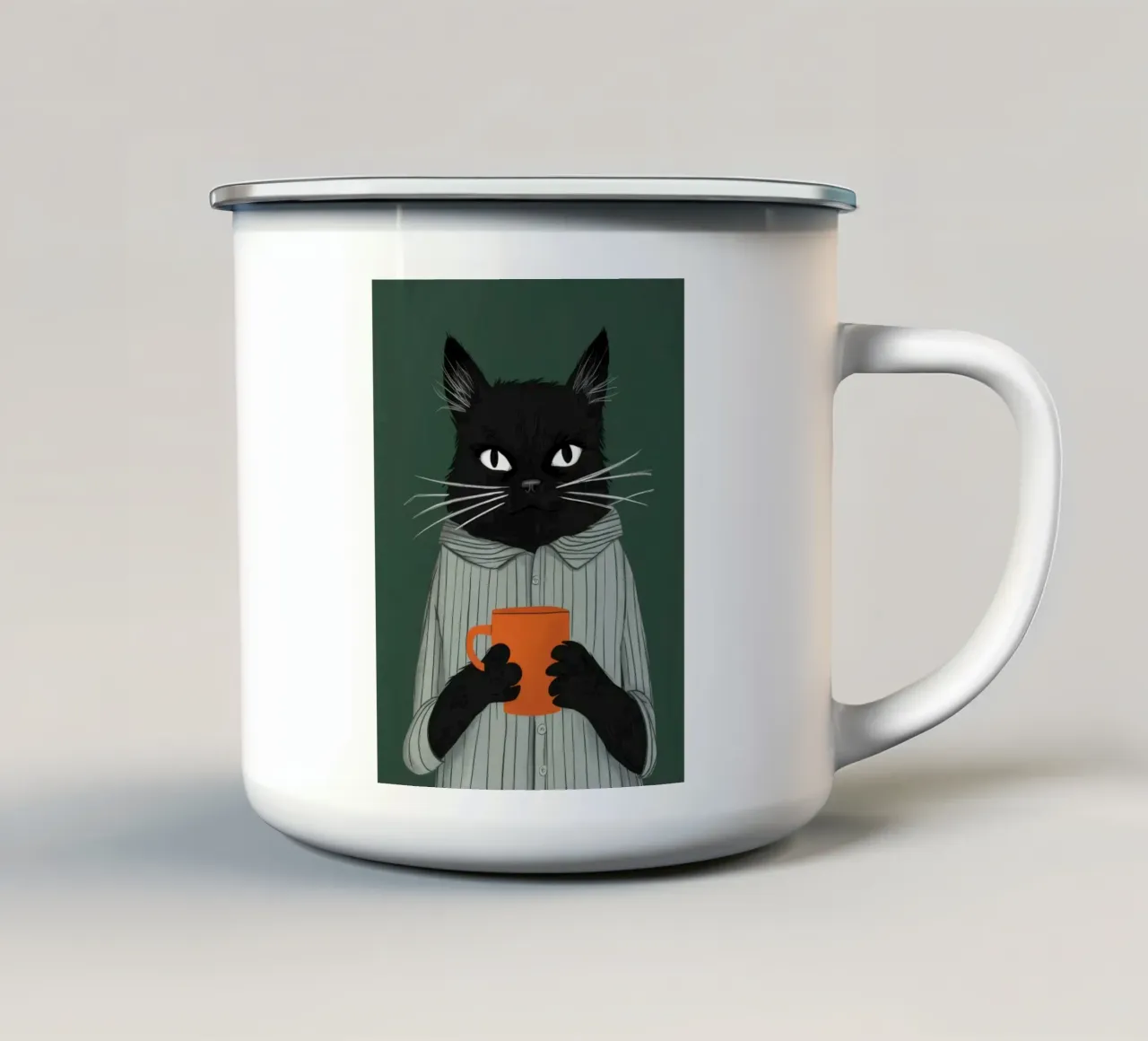 L'ora del tè felino tazza in smalto da FadeAura