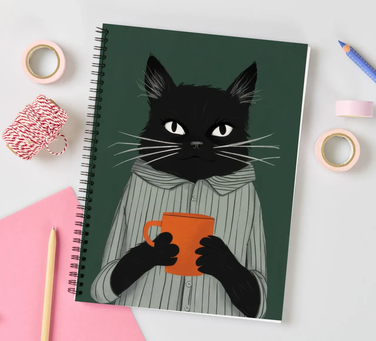 Feline Tea Time spiral notebook by FadeAura