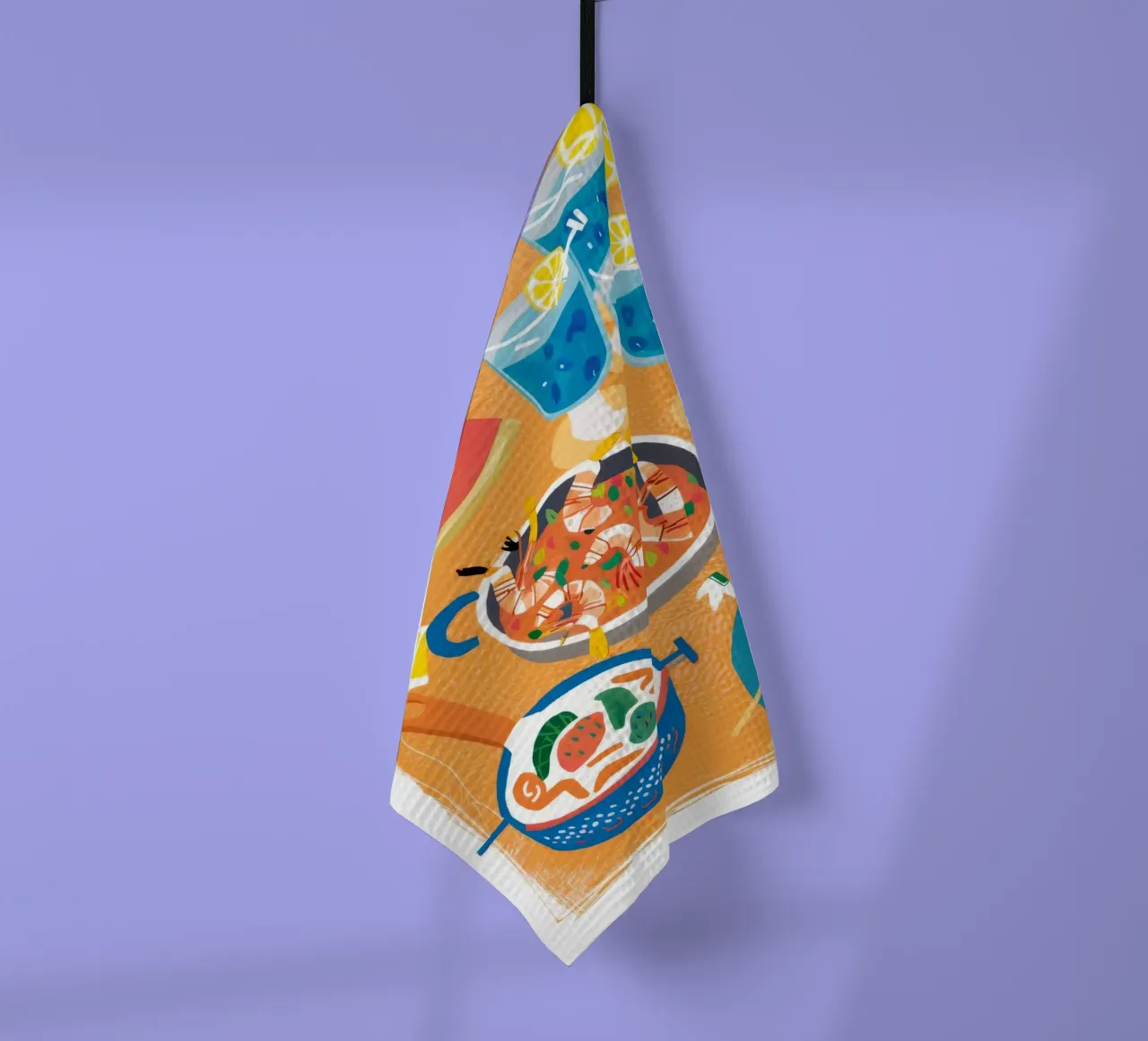 Seafood Summer Spread tea towel by Haven Fantasy