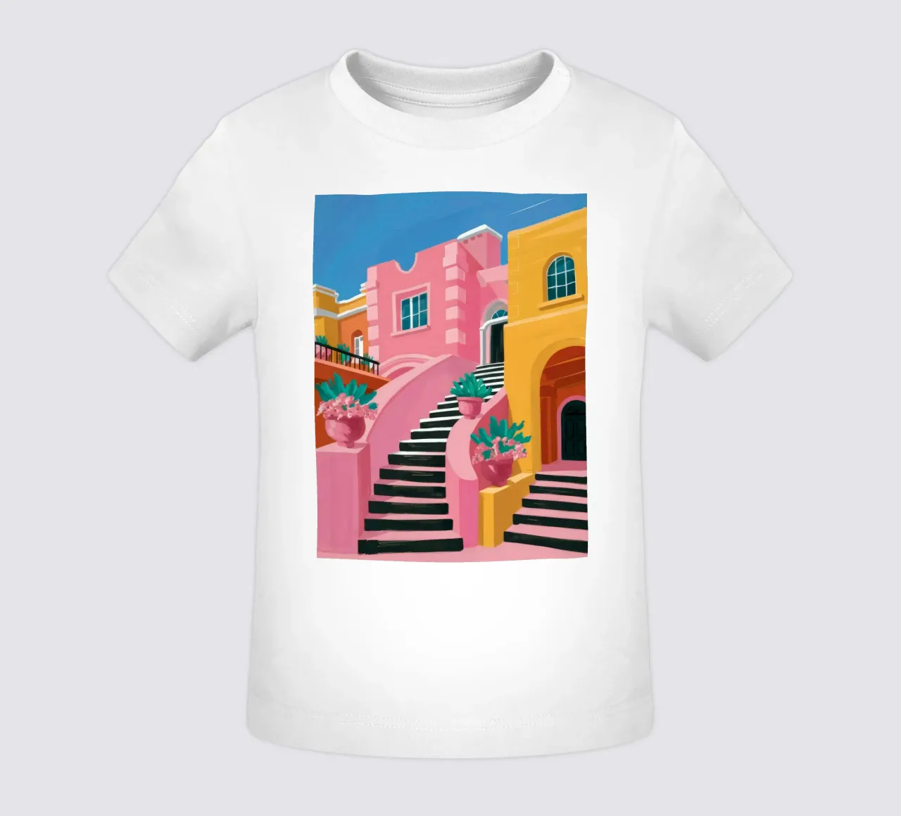 Pink Steps Perspective baby t-shirt by Muse Artworks