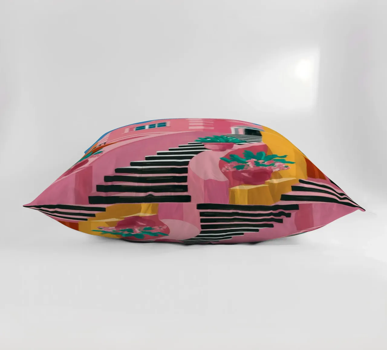 Pink Steps Perspective decorative cushion by Muse Artworks
