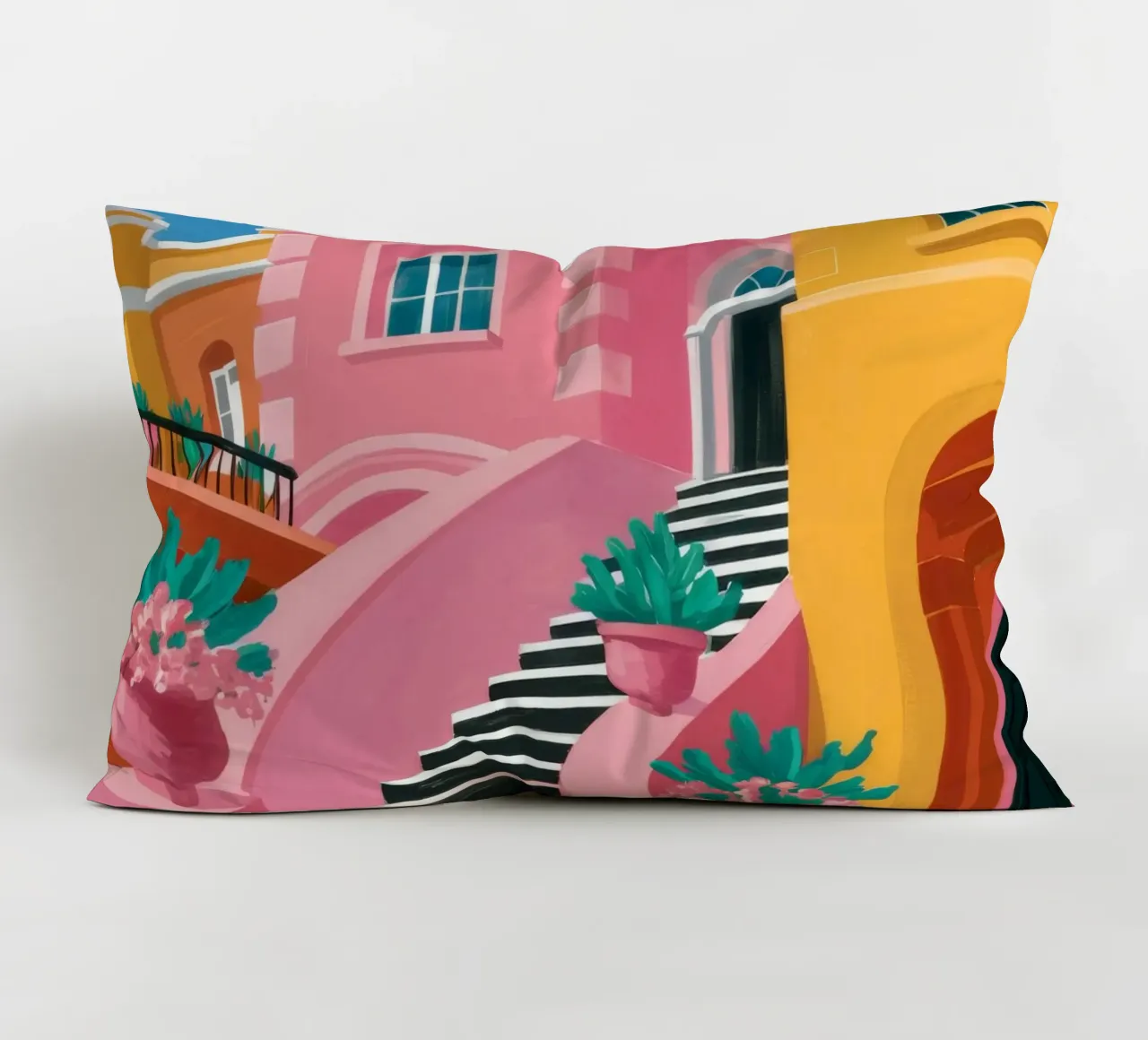 Pink Steps Perspective decorative cushion by Muse Artworks