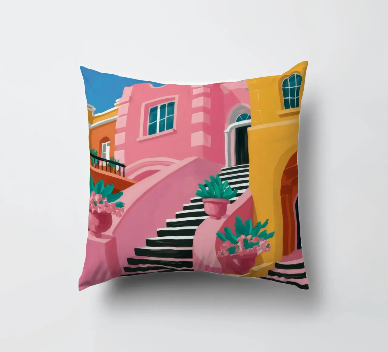 Pink Steps Perspective decorative cushion by Muse Artworks