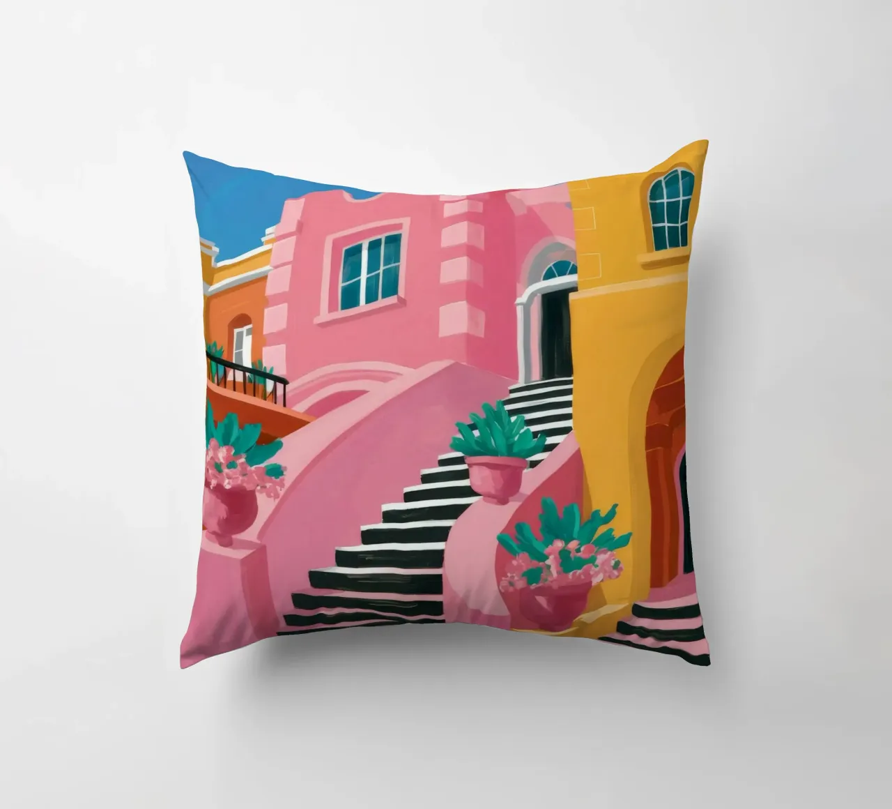 Pink Steps Perspective decorative cushion by Muse Artworks