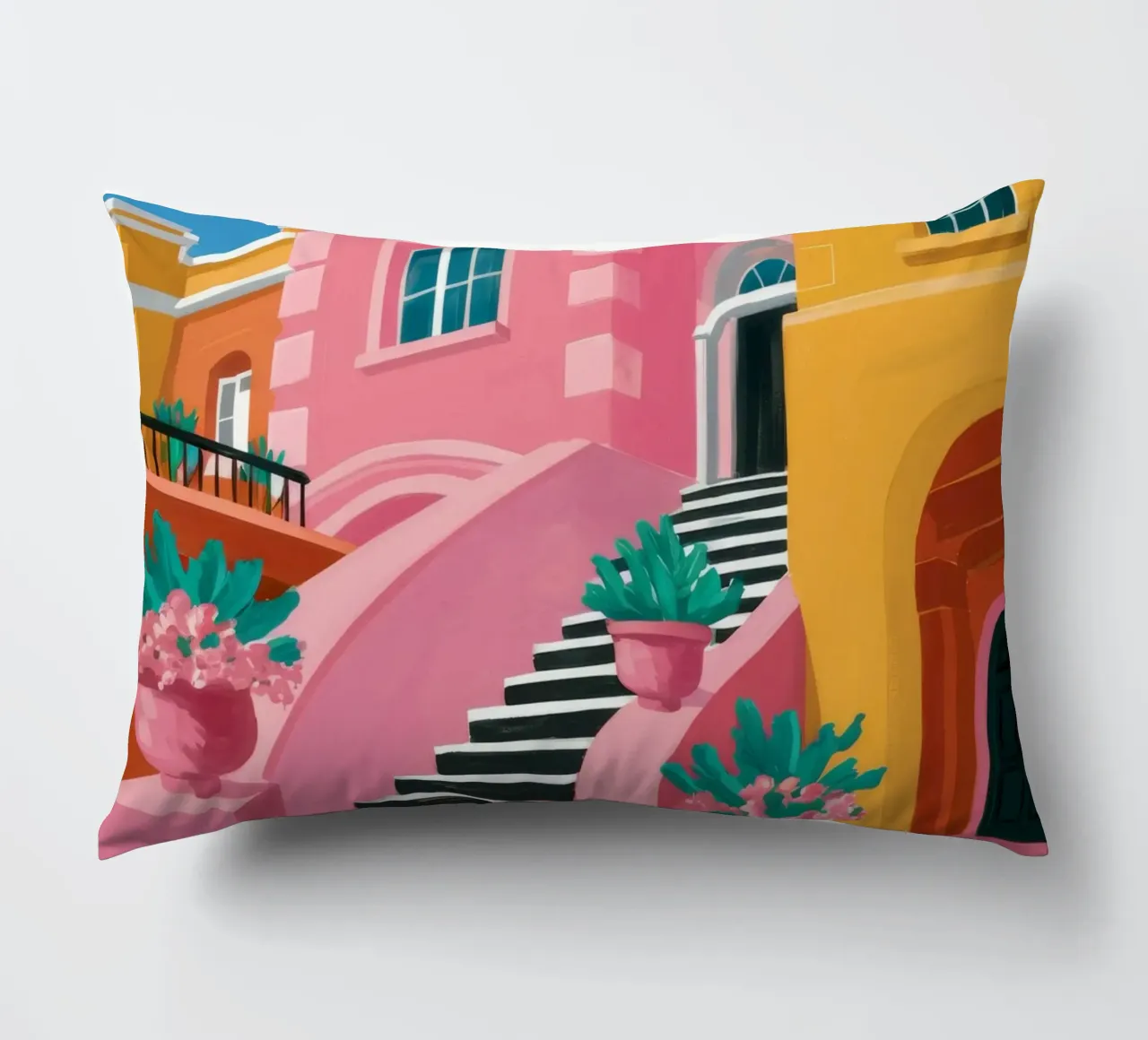Pink Steps Perspective decorative cushion by Muse Artworks
