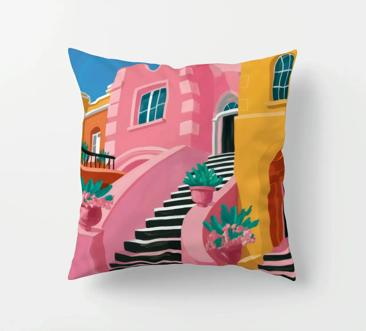 Pink Steps Perspective decorative cushion by Muse Artworks