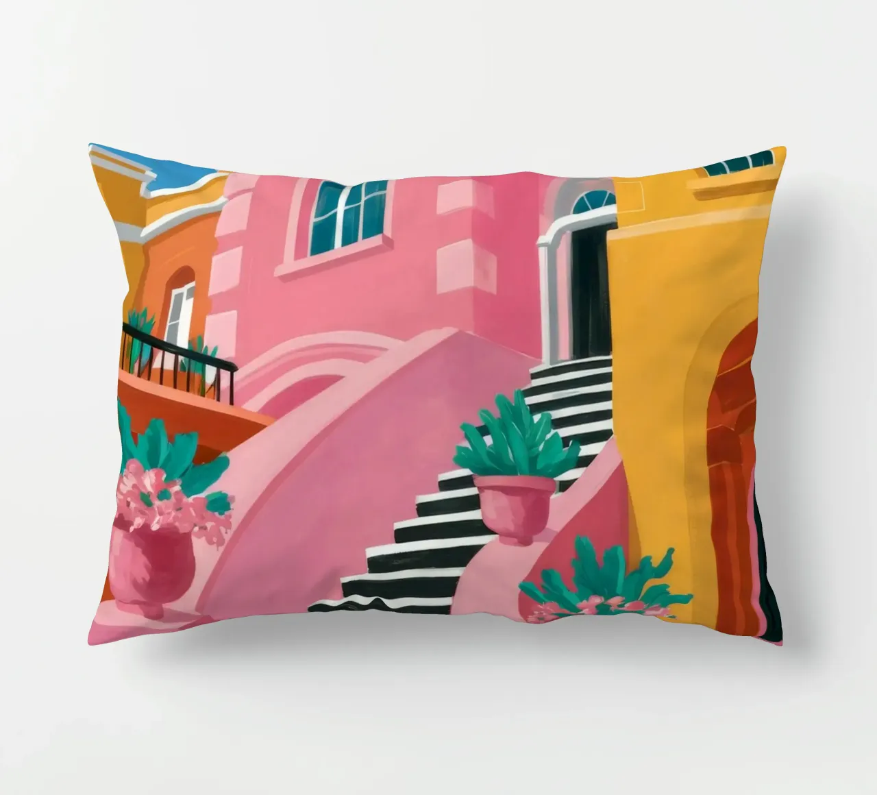 Pink Steps Perspective decorative cushion by Muse Artworks