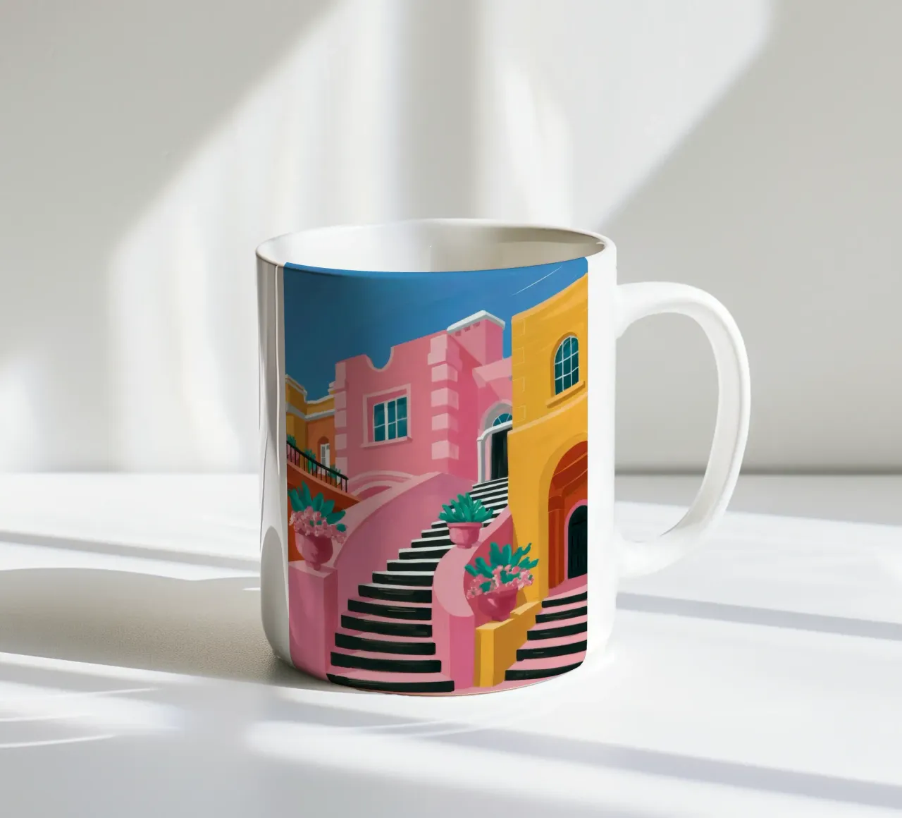 Pink Steps Perspective ceramic mug by Muse Artworks