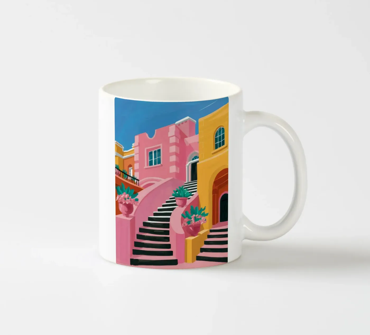 Pink Steps Perspective ceramic mug by Muse Artworks