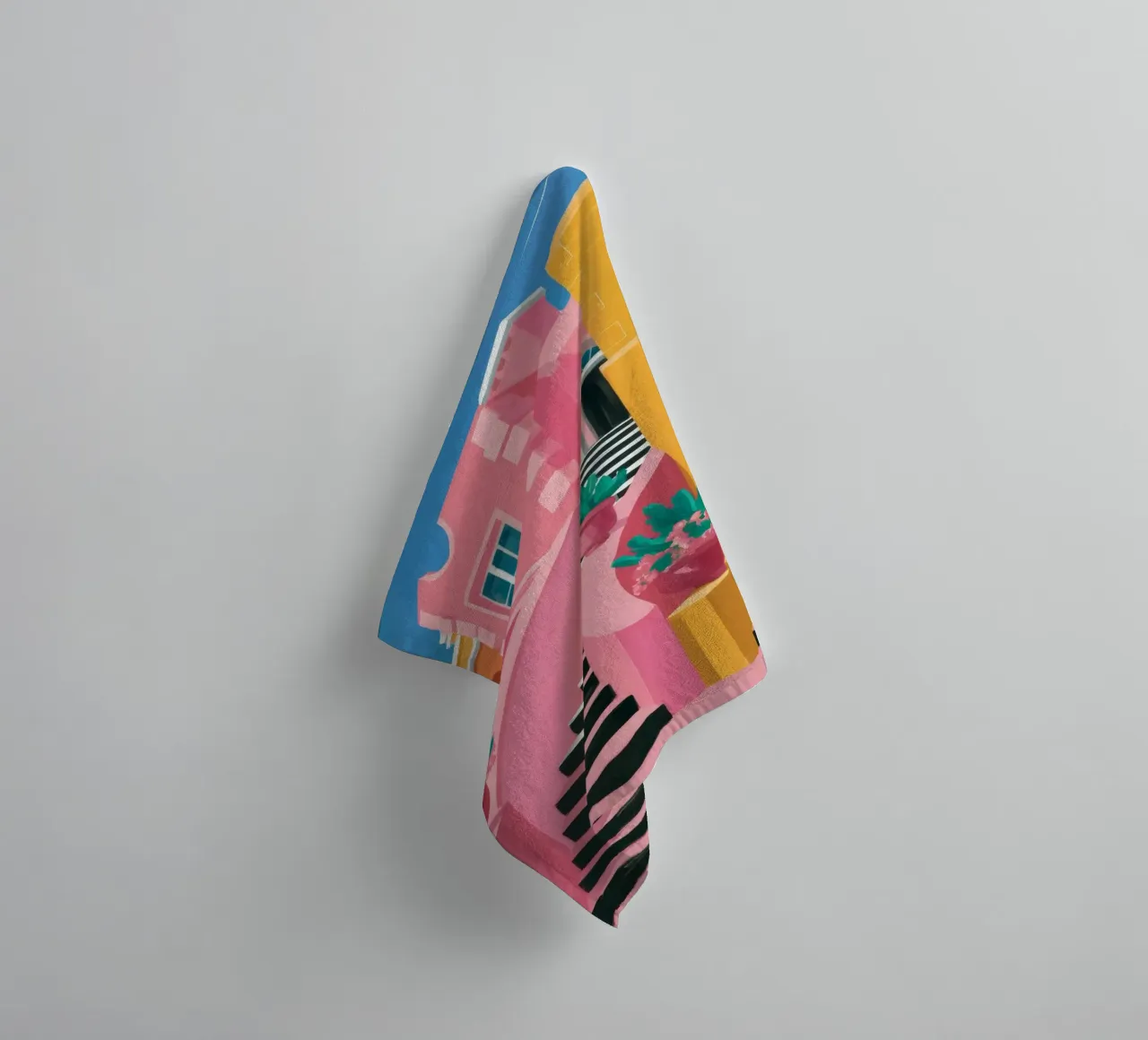 Pink Steps Perspective towel by Muse Artworks