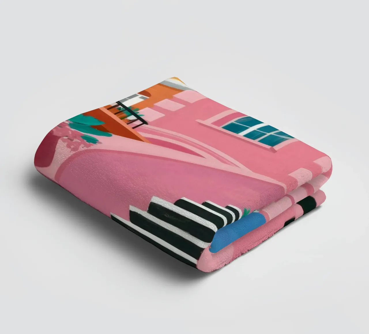 Pink Steps Perspective towel by Muse Artworks