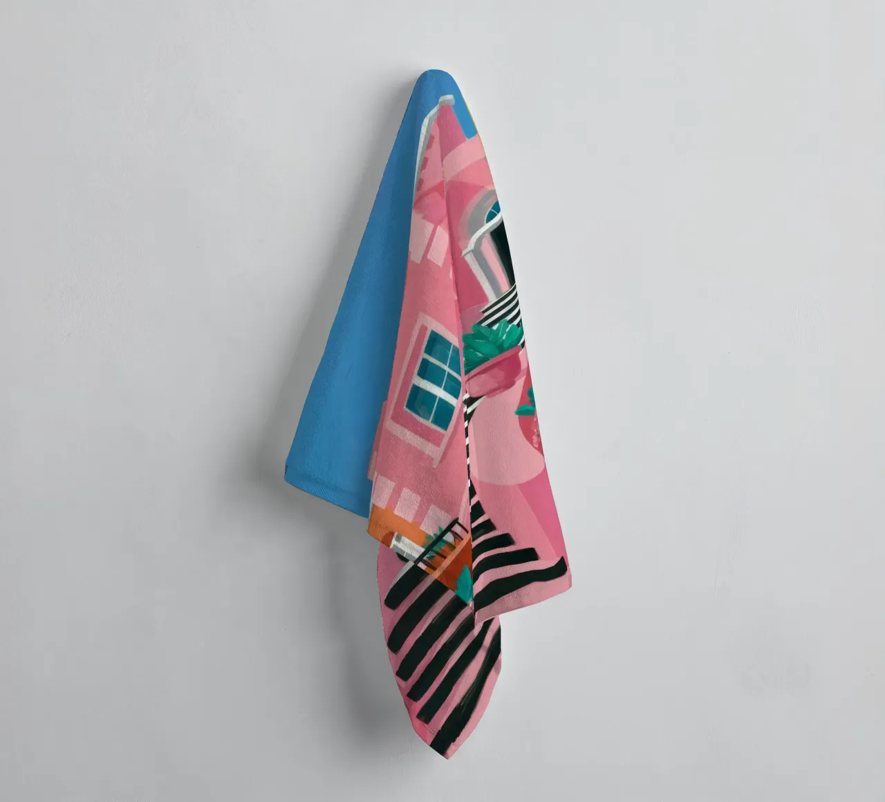 Pink Steps Perspective towel by Muse Artworks