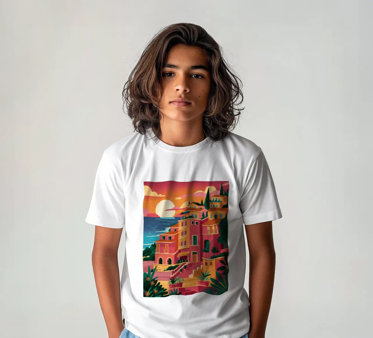 Seaside Sunset Vista kids t-shirt by Muse Artworks