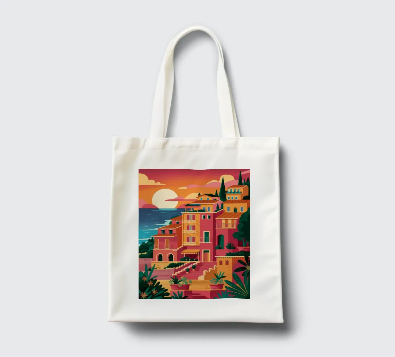 Seaside Sunset Vista Jutebeutel von Muse Artworks