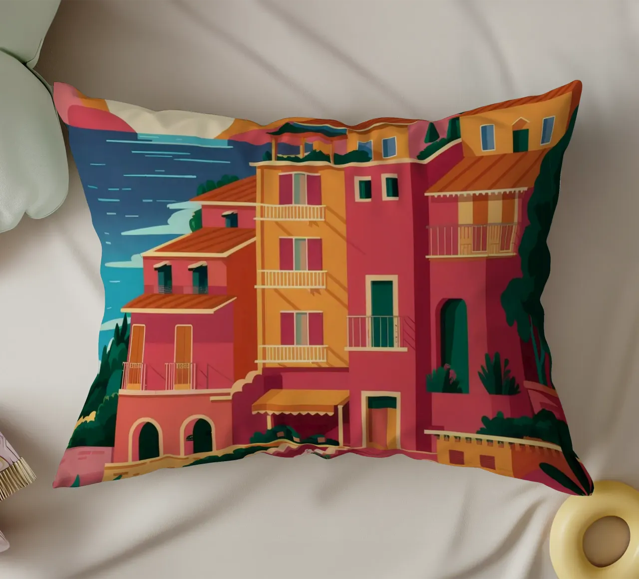 Seaside Sunset Vista decorative cushion by Muse Artworks