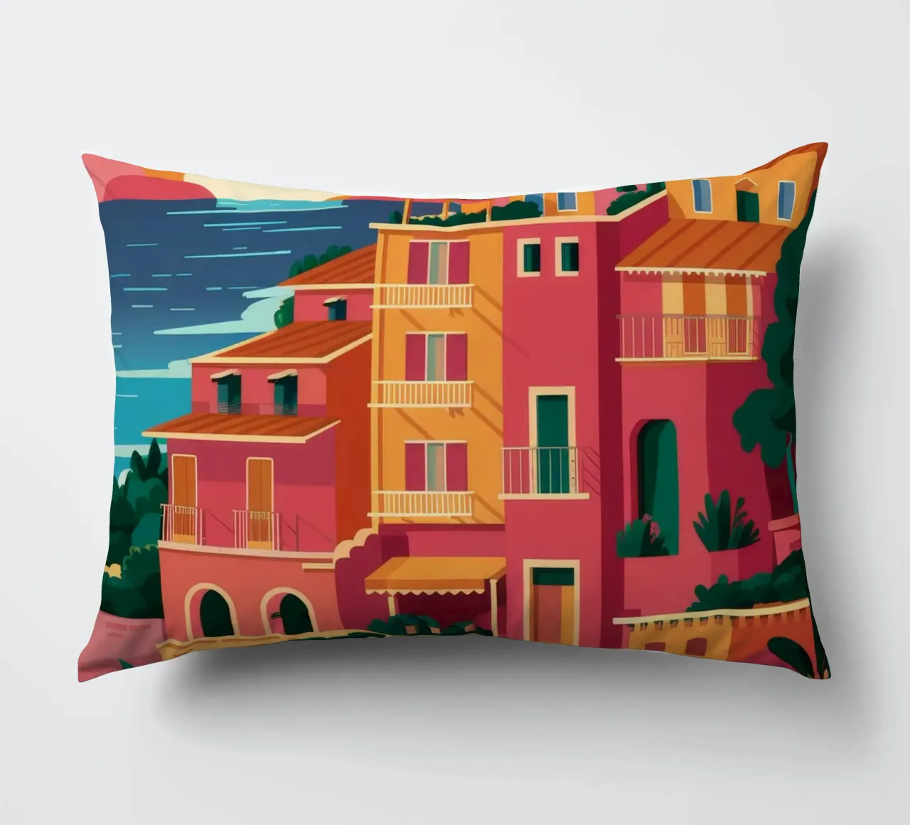 Seaside Sunset Vista decorative cushion by Muse Artworks